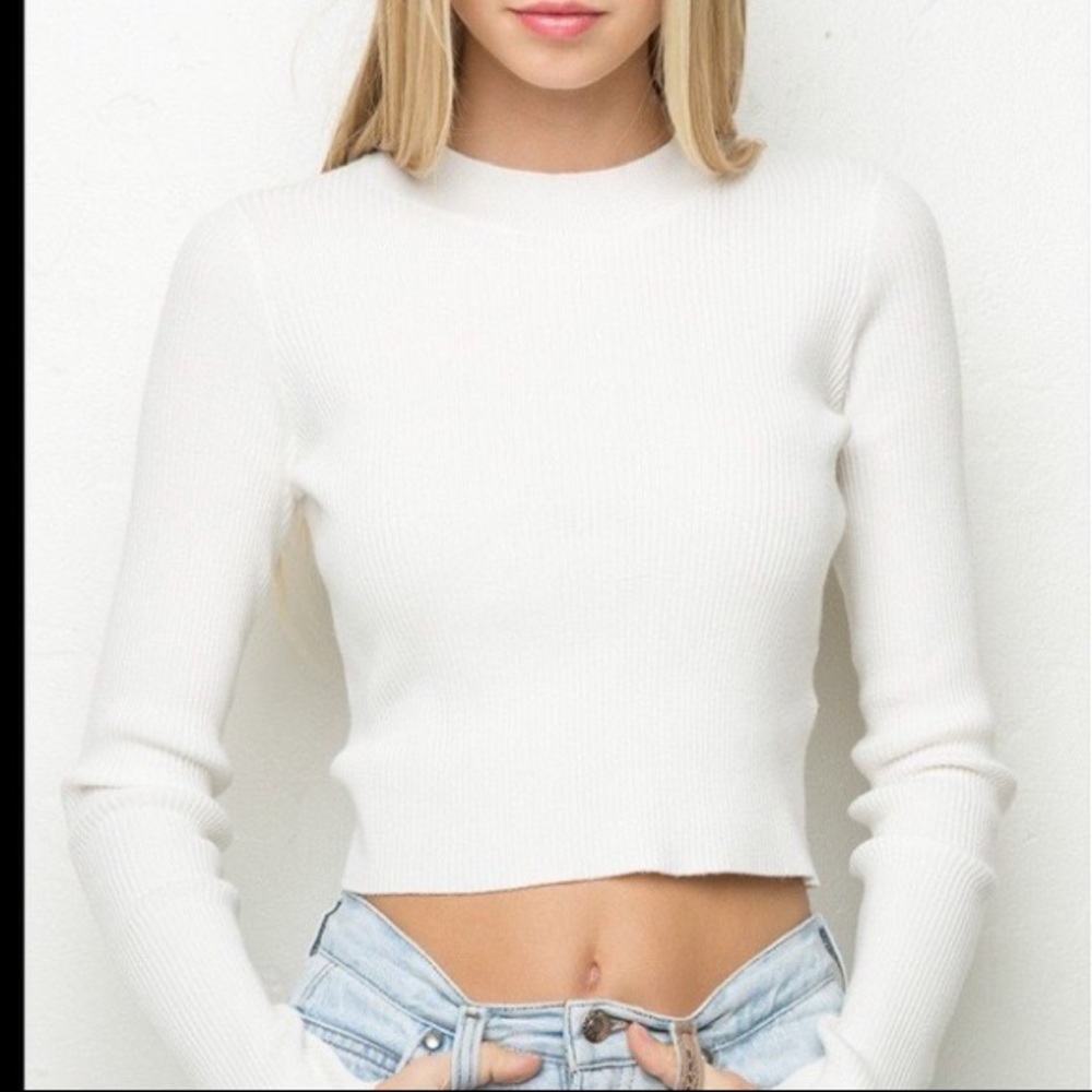 Brandy Melville white ribbed longsleeve top